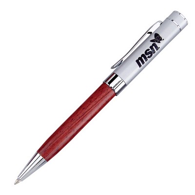 Terrific Timber-5 Twist Action Ballpoint Pen w/Satin Chrome Cap