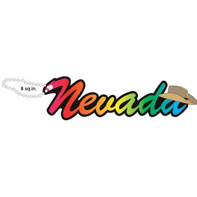 Nevada w/ Cowboy Hat Promotional Line Key Chain w/ Black Back (8 Square Inch)