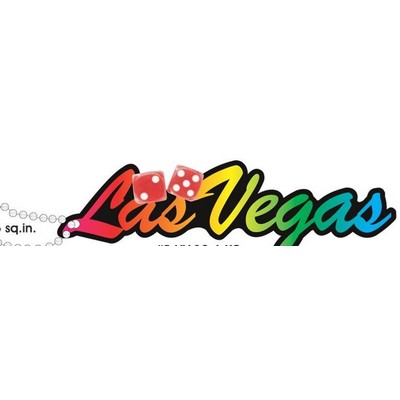 Las Vegas w/ Dice Promotional Key Chain on Black Back (6 Square Inch)