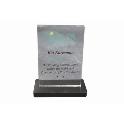 Custom Shape Acrylic Award on Black Acrylic Base (4"x6")