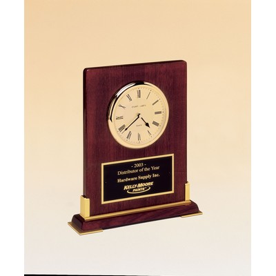 Rosewood Desktop Clock w/ Gold Metal Accents