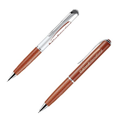 Troy Twist Action Ballpoint Pen w/Leatherette Barrel