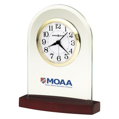 Howard Miller Hansen Glass Arch Clock w/ Rosewood Finish Base