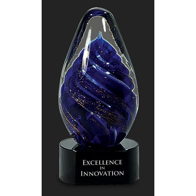 Inner Flame Art Glass Award w/Blue Swirl - 6 1/2'' H