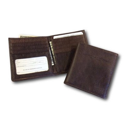 Custom Genuine Leather Men's Bi-Fold Wallet (Debossed/ 1 Side)