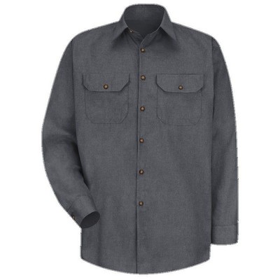 Red Kap™ Men's Long Sleeve Heathered Poplin Uniform Shirt - Charcoal Gray