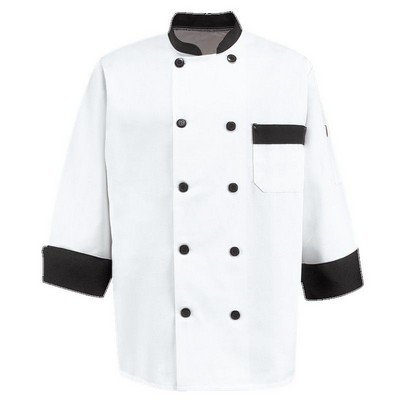 Red Kap™ Chef Designs Garnish Chef Coat - White/Black Trim