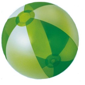 Inflatable Opaque White/Translucent Green Beach Ball (16")