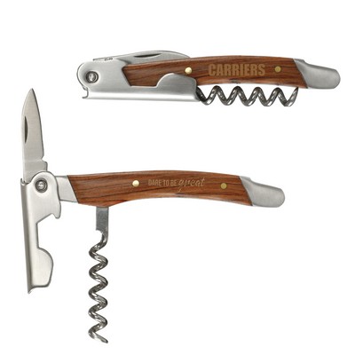 Mahogany Style Wooden Corkscrew Wine Bottle Opener