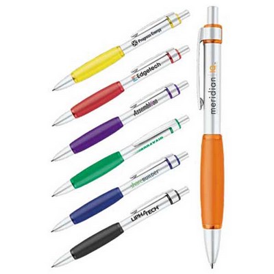 Aluminum Slim Ballpoint Pen Click Action W/Soft Rubber Grip