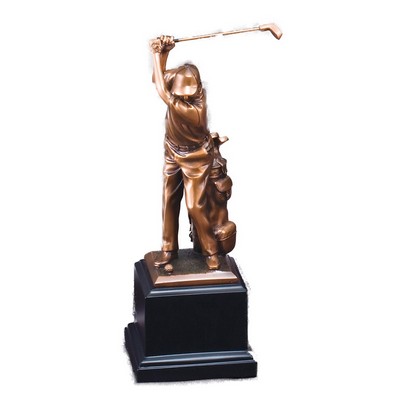 Golfer, Male Electroplated Bronze Sculptures - 11" Tall