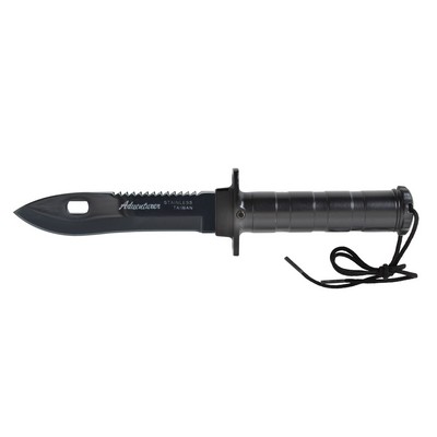 Black Deluxe Adventurer Military Survival Kit w/Black Blade Knife