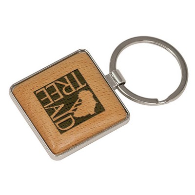 Key Ring - Genuine Maple Wood - Square