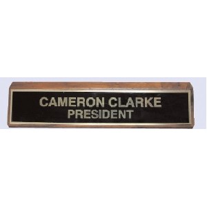 Engraved #10 Wall or Desk Sign w/Walnut Base (2 Lines / 2"x10")