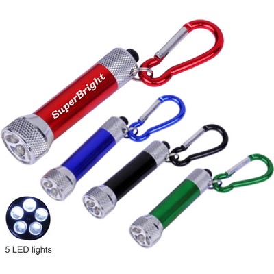 LED Mini Flash Light Key Chains - Matching Carabiner Hook