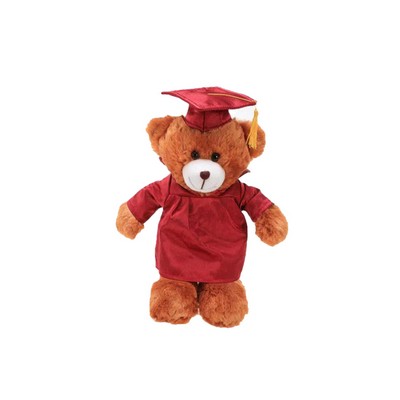 Soft Plush Mocha Teddy Bear in Graduation Cap & Gown