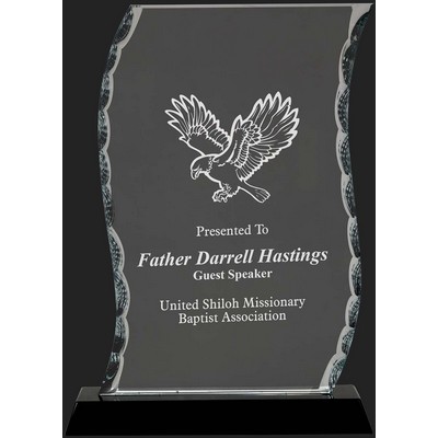 Ultra Modern Collection Scroll Facet Glass Award - 8 1/4'' H