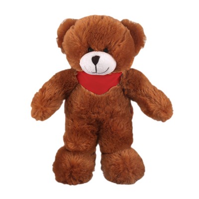 Soft Plush Stuffed Mocha Teddy Bear with Bandana