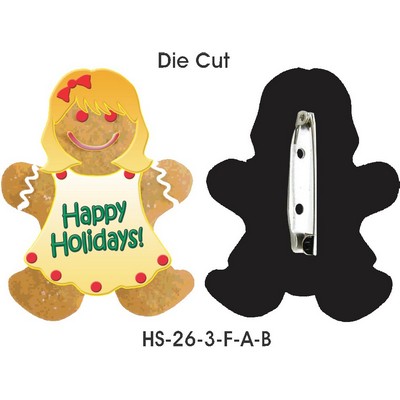 Gingerbread Girl Die Cut Badge (3 Square Inch)