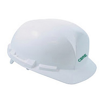 White hard hat, six point ratchet suspension