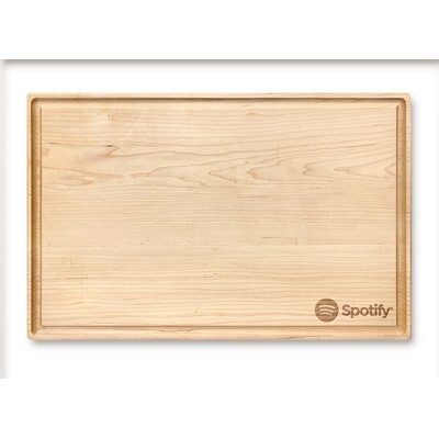 Reversible Solid Maple Cutting Board w/Arched Sides & Juice Groove (11"x17")