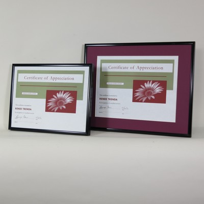 Matte Black Aluminum Certificate Frame - 8.5x11