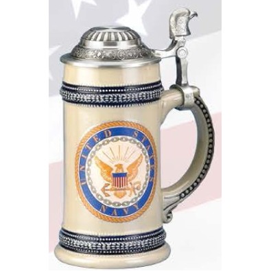 Navy Stein Mug w/Eagle Thumb Lift