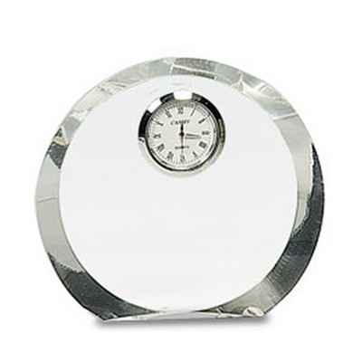 Clear Round Crystal with Clock, 4-1/2"H