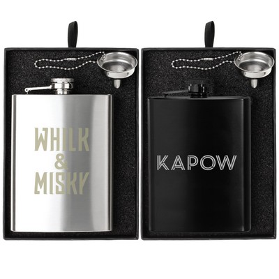 Oakhurst 8 Oz. Flask and Funnel Gift Set