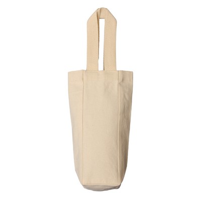 Canvas Single Bottle Wine Tote - blank (3" x 10.5" x 3")