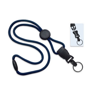 1/4" Blank Detachable Lanyard w/Round Slide &amp; Split Ring (Navy Blue)