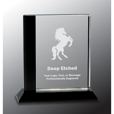 6 1/2" x 7" Black Edge Crystal on Black Base Crystal Award