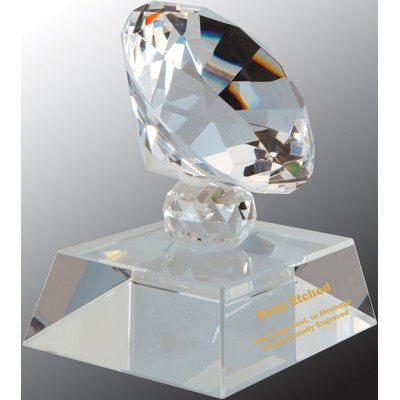 3 1/2" Crystal Diamond Award on Clear Pedestal Base