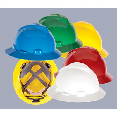 MSA V-Gard® Full-Brim Hardhat w/ FasTrac Ratchet Suspension