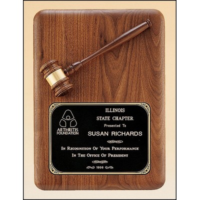 Parliament Series American Walnut Plaque w/Antique Walnut Gavel Casting