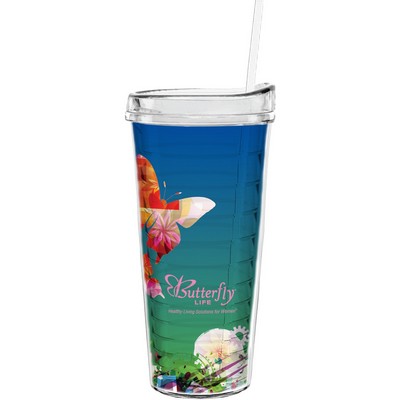 22 Oz Made In The U.S.A Tumbler W/ Lid & Straw