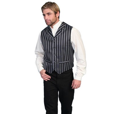 Men's Black w/White Pinstripe Vest w/Lapels