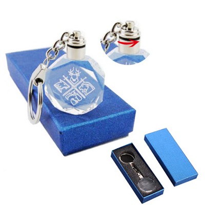 LED Octagon Crystal Key Chain