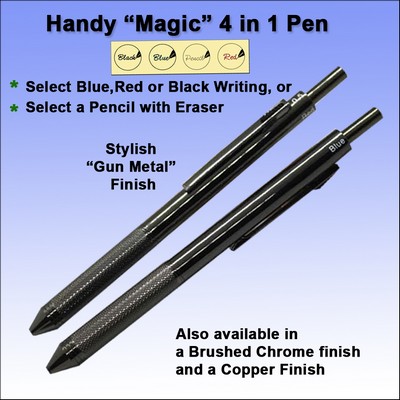 "Magic" 4 in 1 Metal Pen - Gun Metal