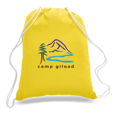 Small Colored 100% Cotton Drawstring Backpack - Full Color Transfer (14"x18")