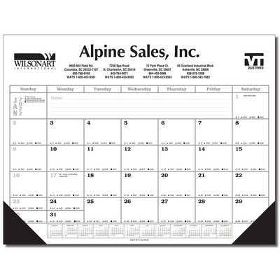 Jumbo Desk Pad Calendar - Black/Gray Datepad w/Year at Bottom