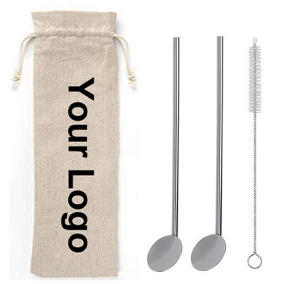 304 Stainless Steel Drinking Straw Spoon