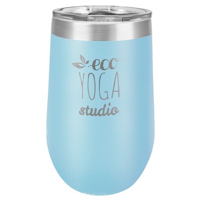 16 Oz. Light Blue Polar Camel Stemless Tumbler w/Lid