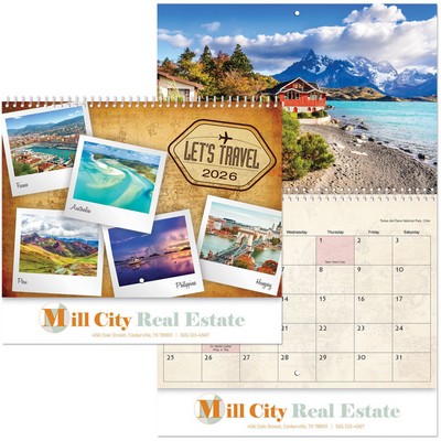 Full Color Let's Travel Spiral Wall Calendar