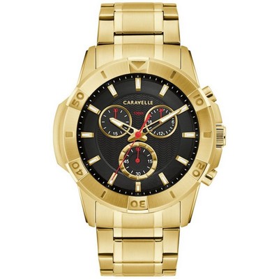 Caravelle Men's Aqualuxx Chronograph Gold-Tone Watch w/Black Dial