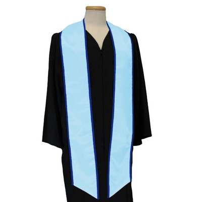 Light Blue Steel Graduation Sash Navy Binded Edge