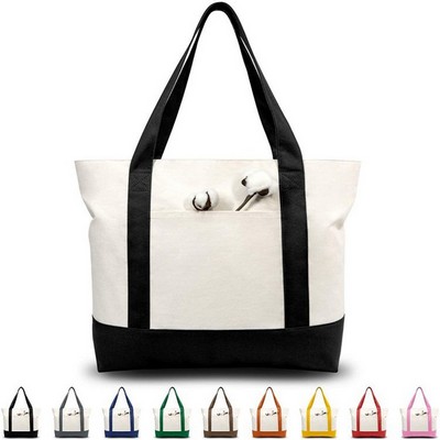 Canvas Tote Bag With External Pocket