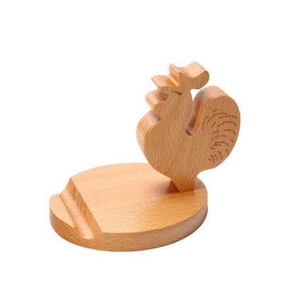 Wooden Rooster Shaped Phone Tablet Stand with Custom Logo