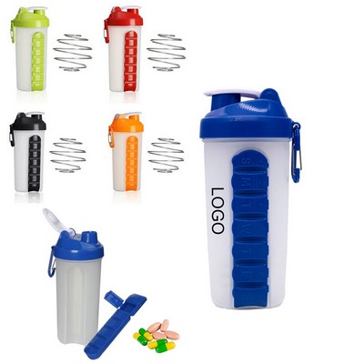 20 oz. Pill Box Water Bottle With Carabiner