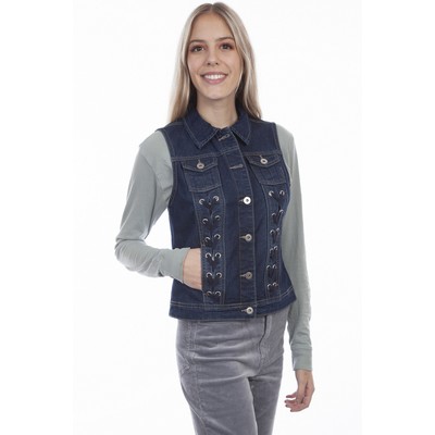 Honey Creek Denim Vest w/Lace Up Fronts